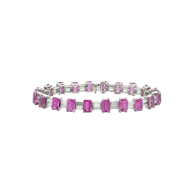 White Gold, Pink Sapphire and Diamond Bracelet