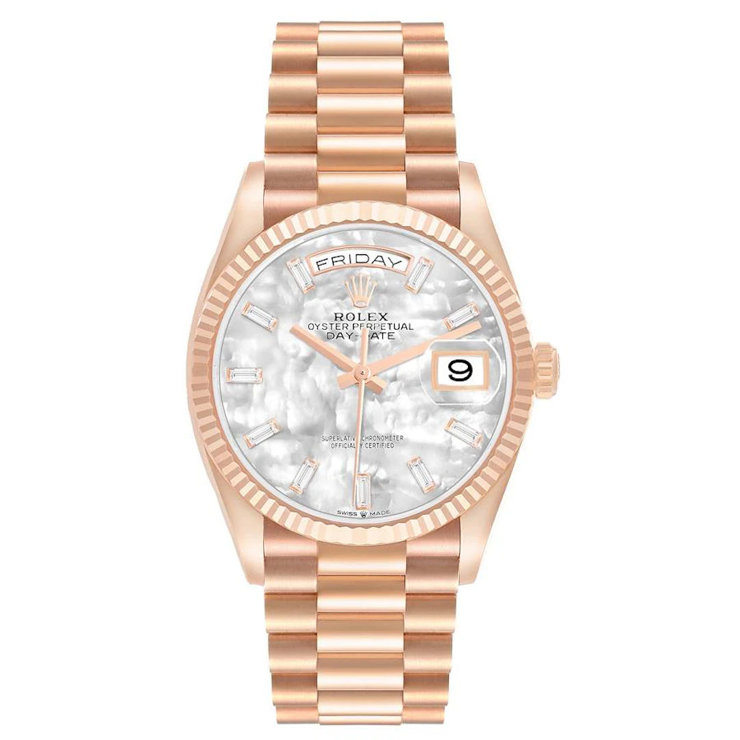 President Day-Date (Reference 128235). A 36mm rose gold diamond-set