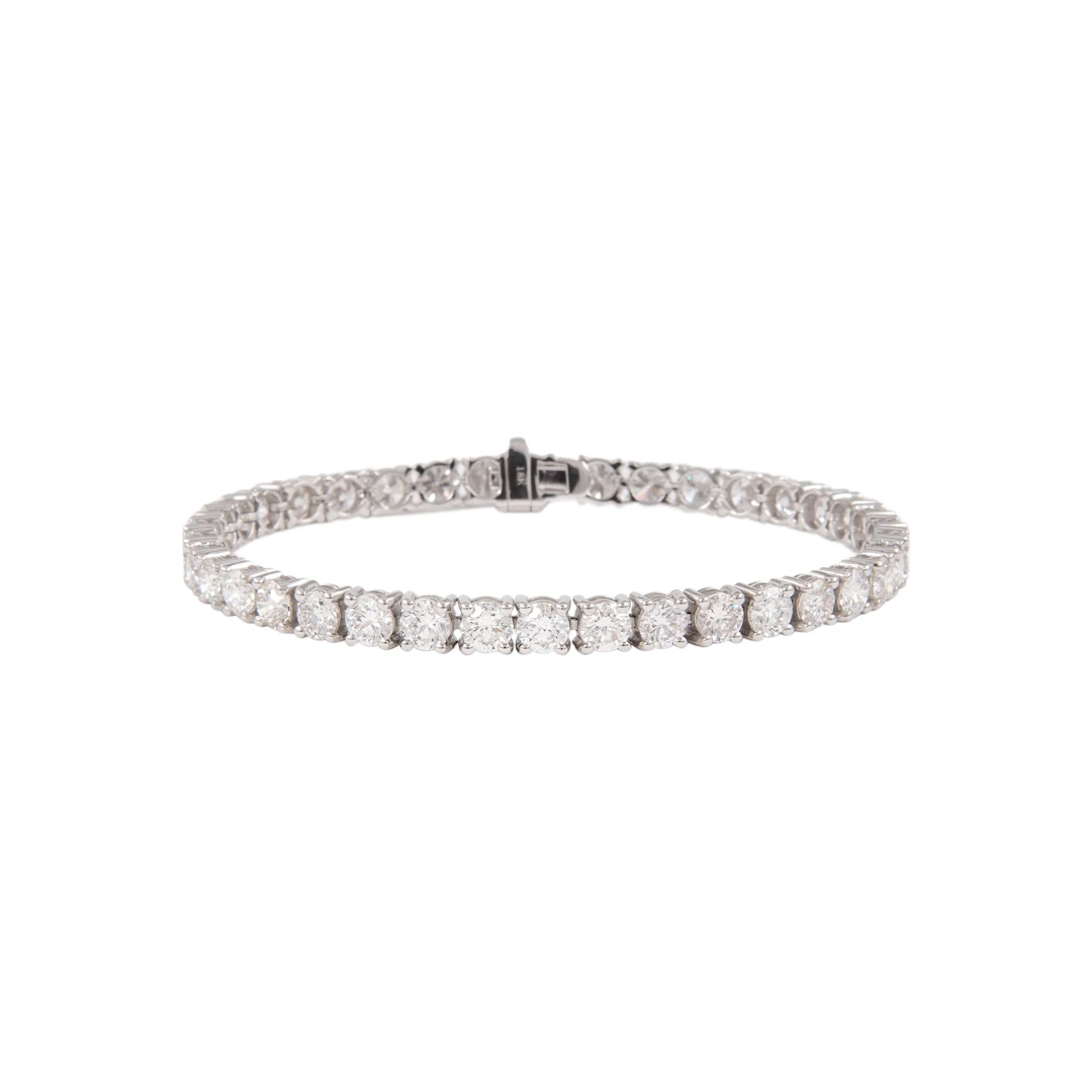 White Gold and 12.05ctw Round Brilliant Cut Diamond Tennis Bracelet