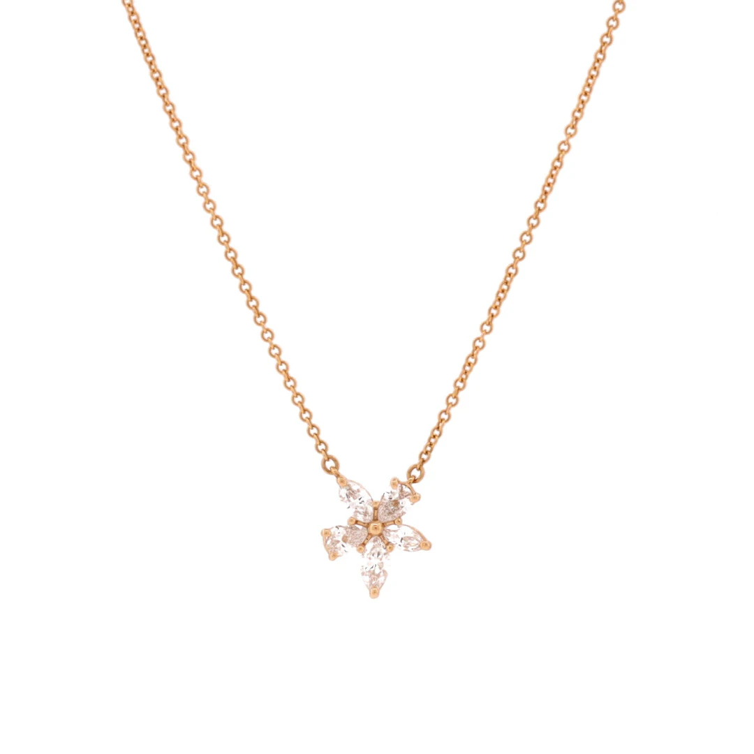 Rose Gold and Diamond Victoria Mixed Cluster Pendant Necklace