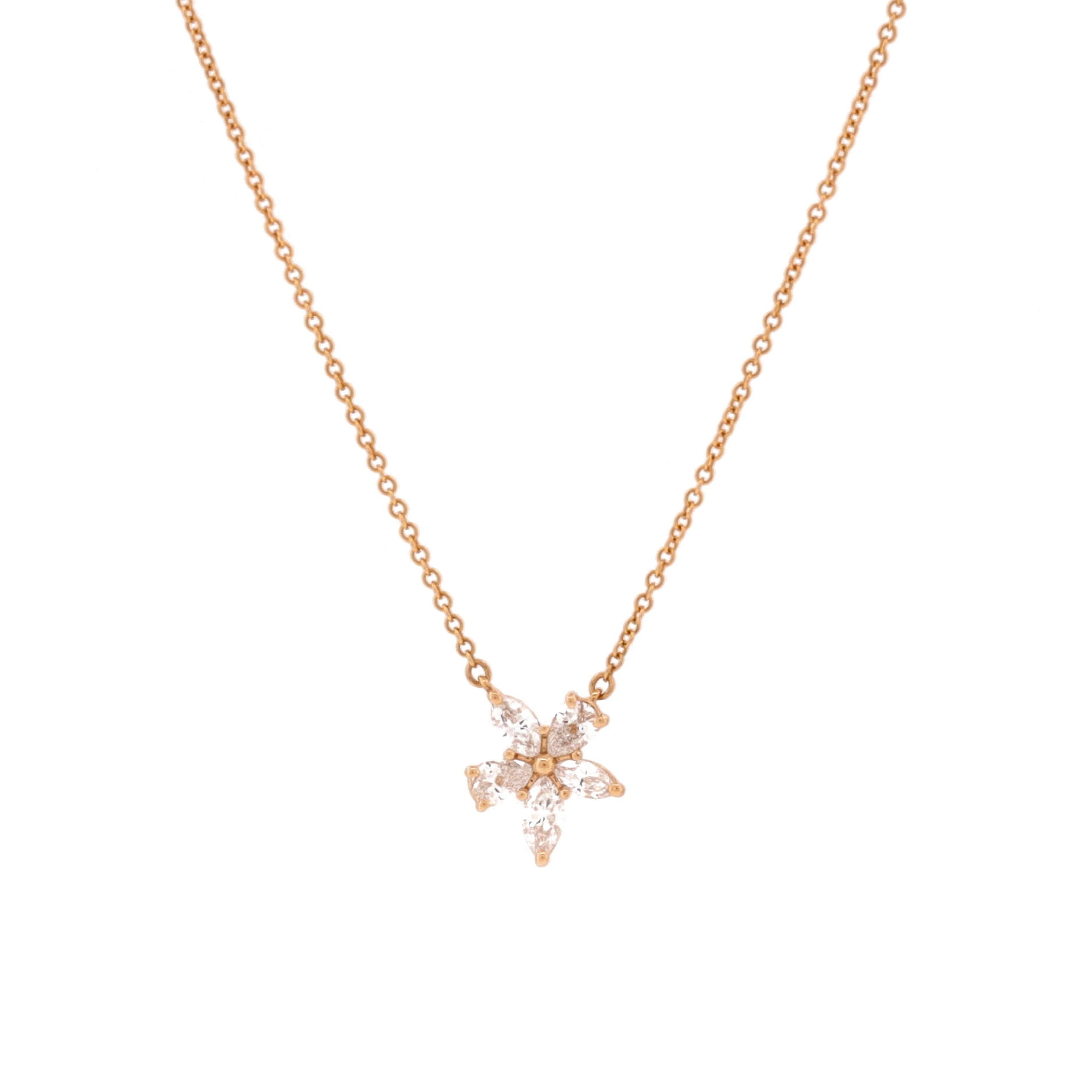 Rose Gold and Diamond Victoria Mixed Cluster Pendant Necklace