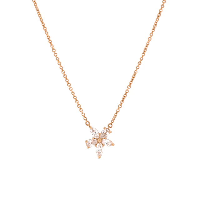 Rose Gold and Diamond Victoria Mixed Cluster Pendant Necklace
