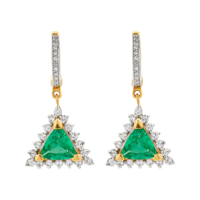 Gold, White Gold, 1.35ctw Emerald and Diamond Earrings