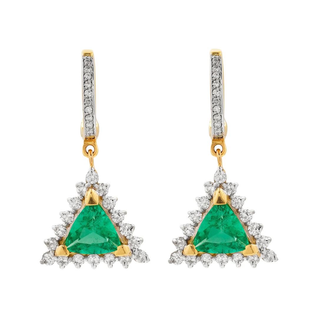 Gold, White Gold, 1.35ctw Emerald and Diamond Earrings