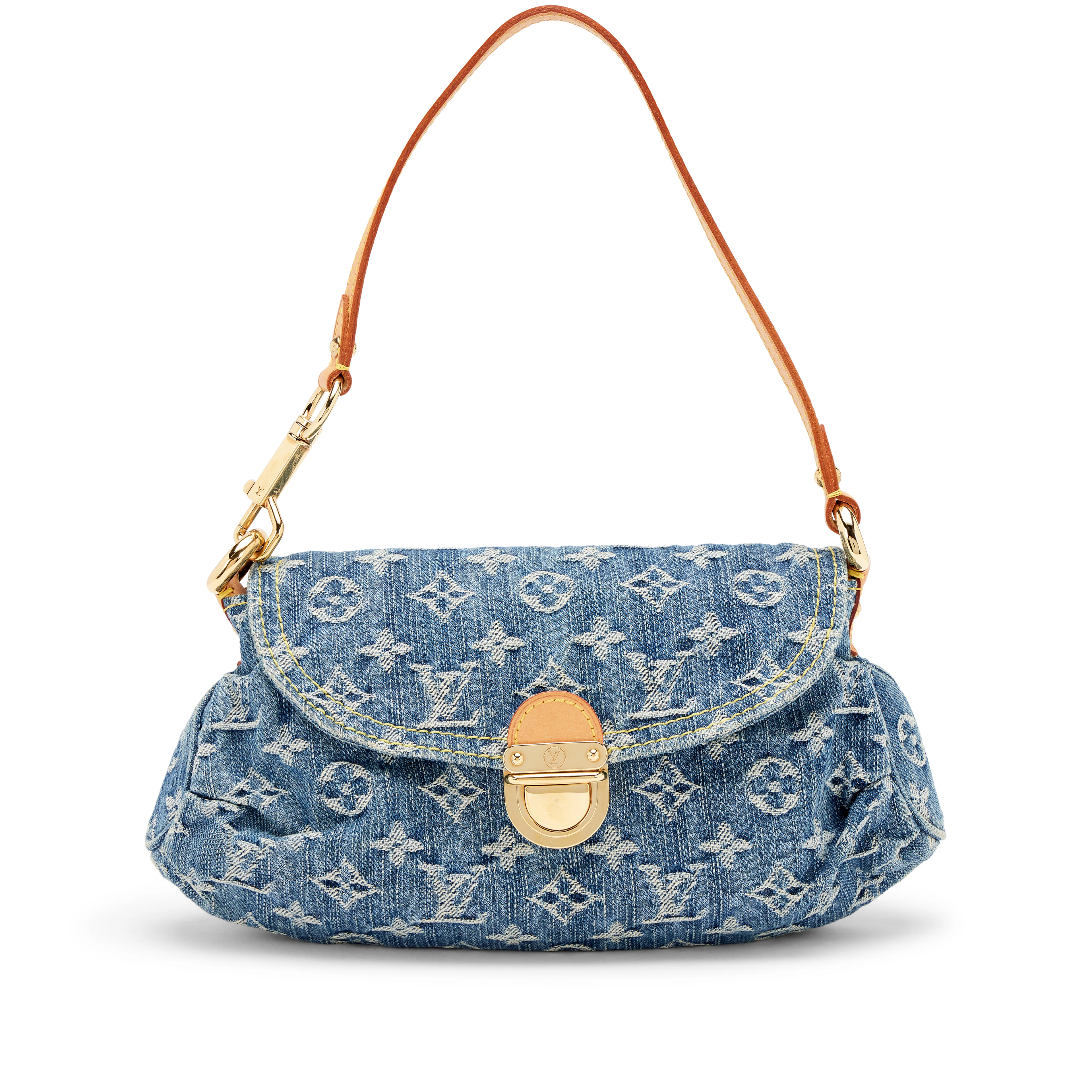 Blue Monogram Denim Mini Pleaty Gold Hardware, 2008