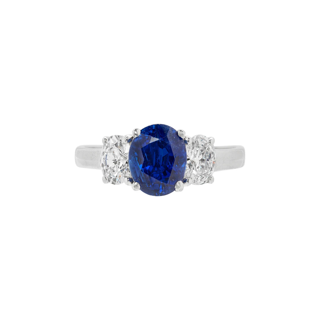 Platinum, 2.63ct Burmese Royal Blue Sapphire and Diamond Ring