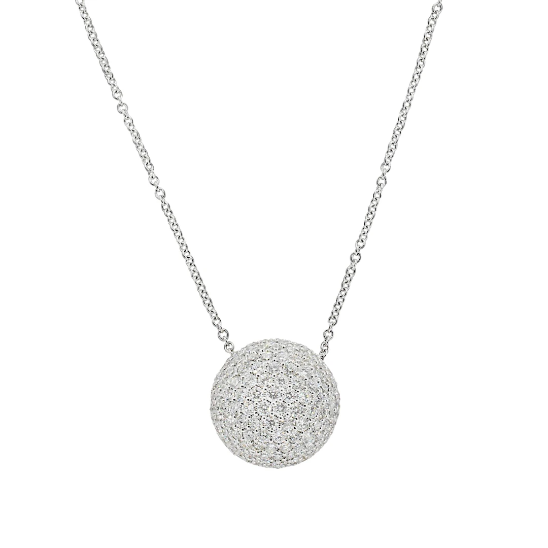 White Gold and 2.95ctw Diamond Dome Pendant Necklace