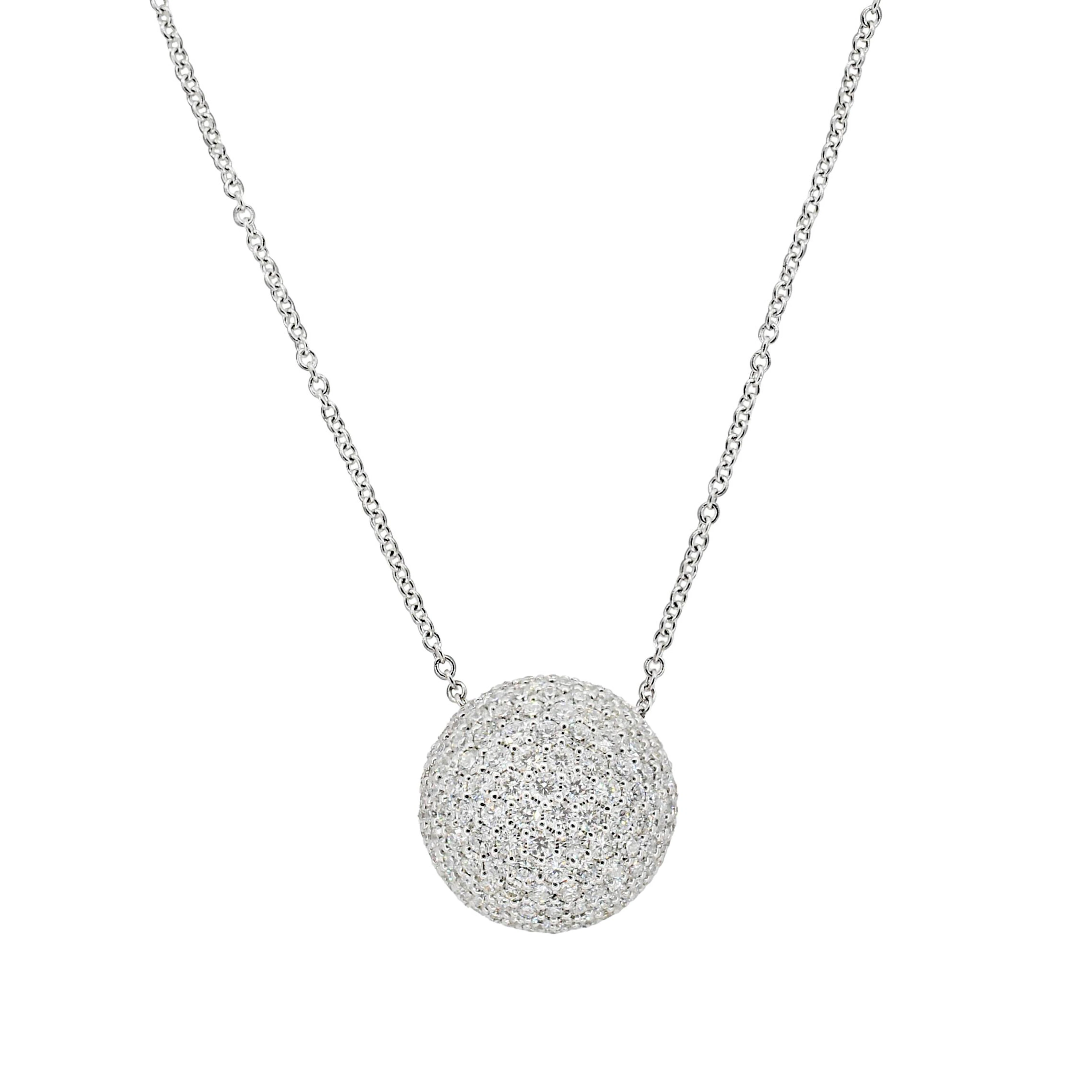 White Gold and 2.95ctw Diamond Dome Pendant Necklace