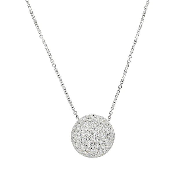 White Gold and 2.95ctw Diamond Dome Pendant Necklace