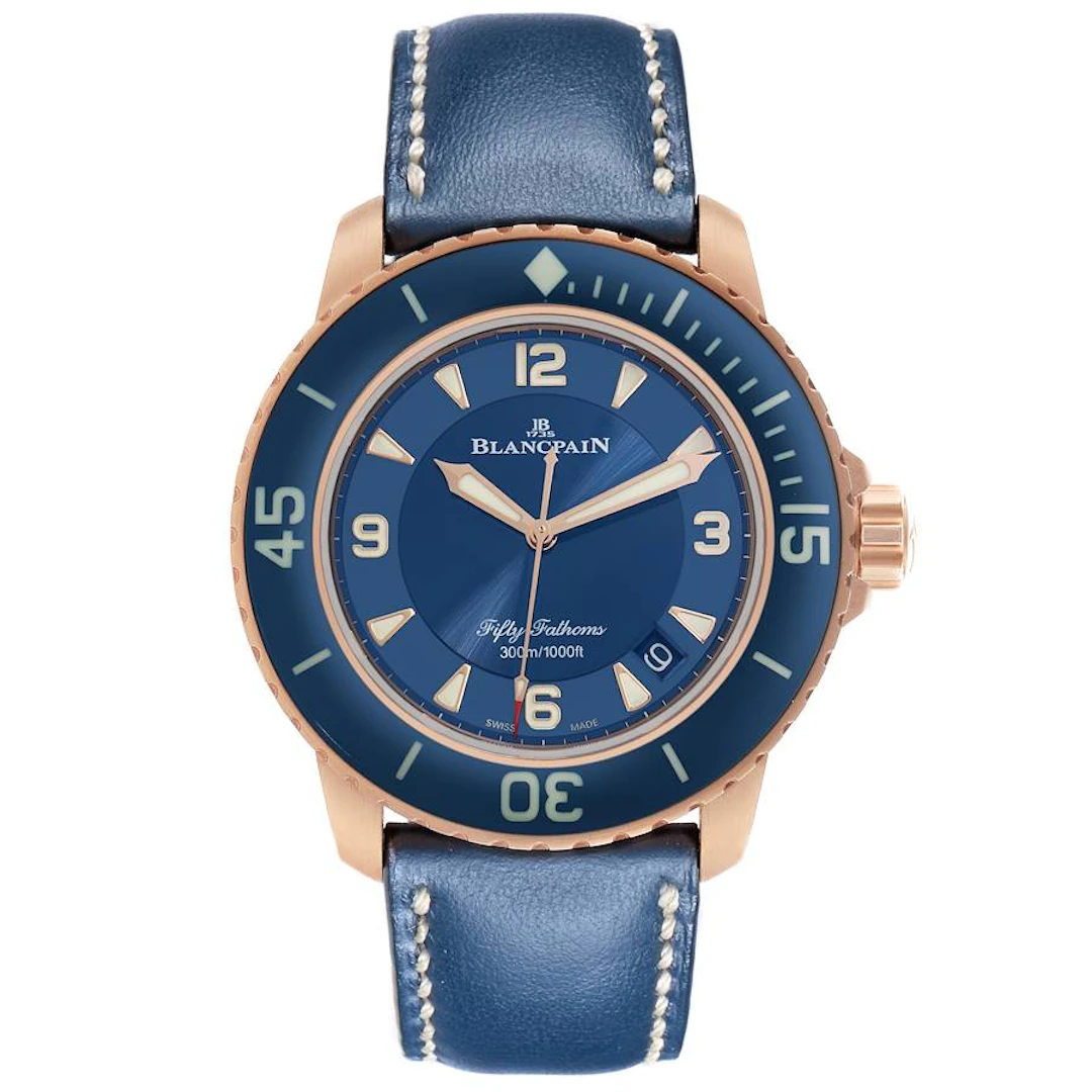 Fifty Fathoms (Reference 5015-363-C63B). A 45mm rose gold automatic