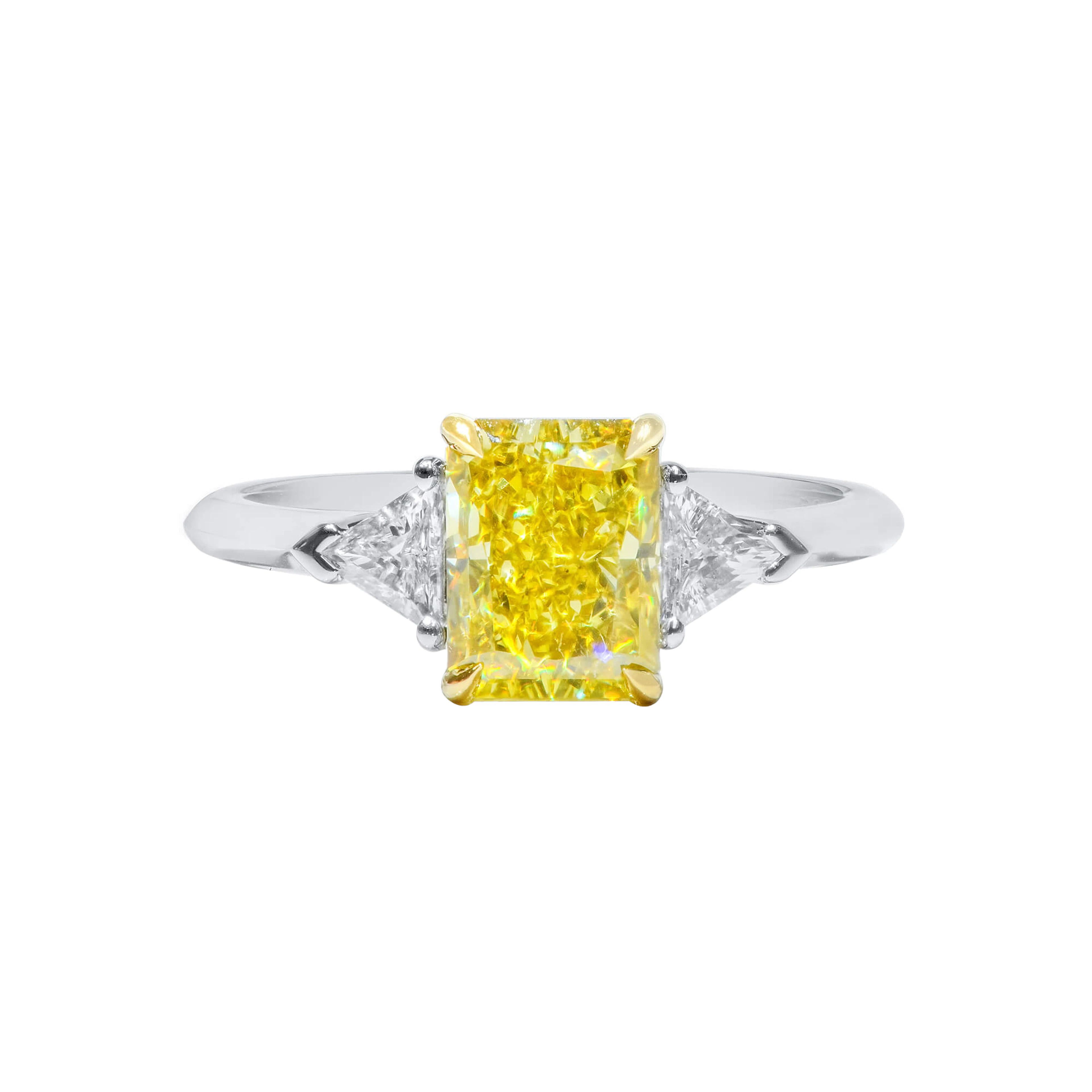 White Gold, Gold, 2.01ct Radiant Cut Fancy Vivid Yellow Diamond and