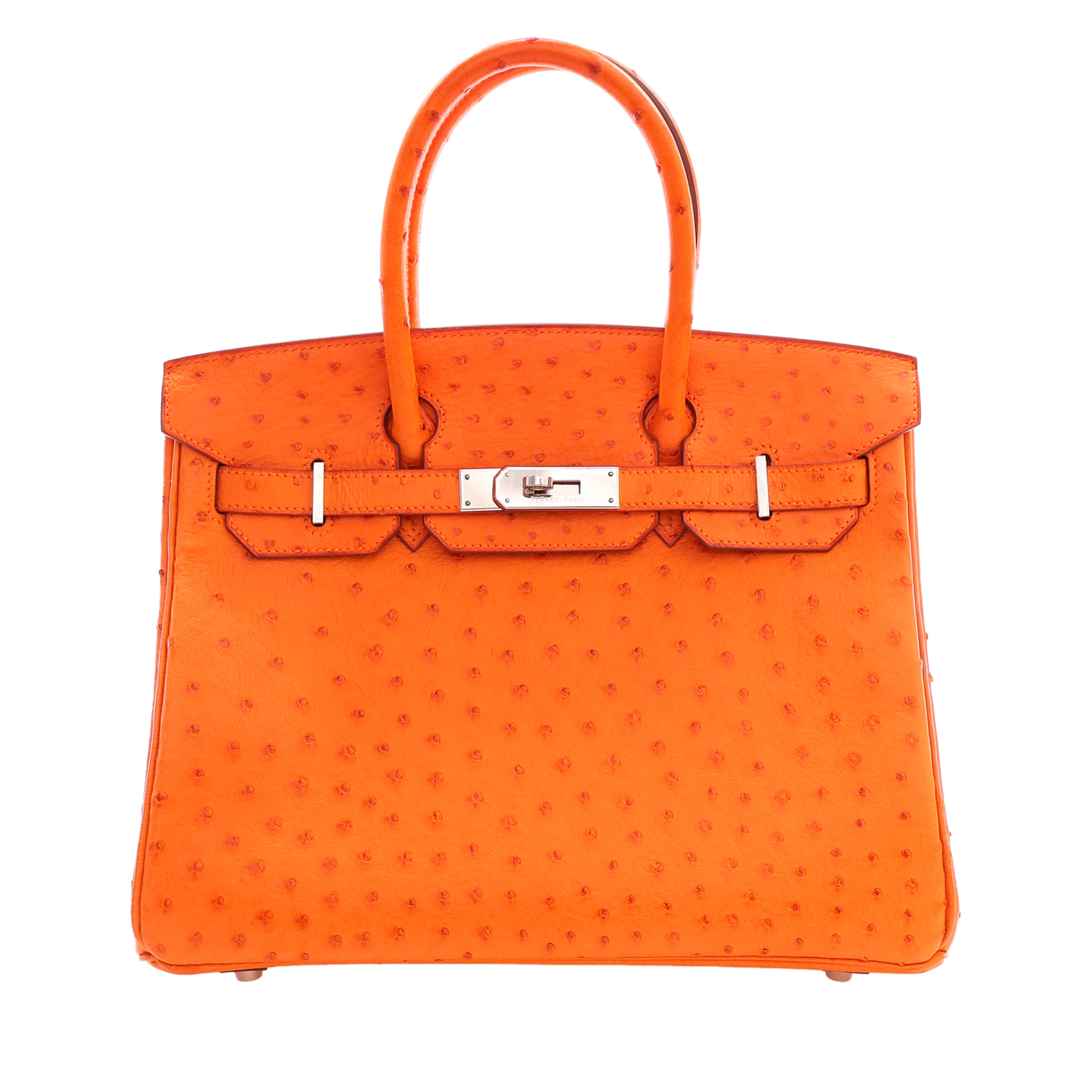 Vintage Orange Ostrich Birkin 30 Palladium Hardware, 2002
