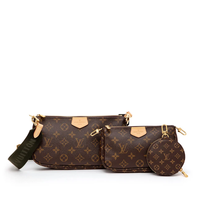 Khaki and Brown Monogram Coated Canvas Multi Pochette Accessoires