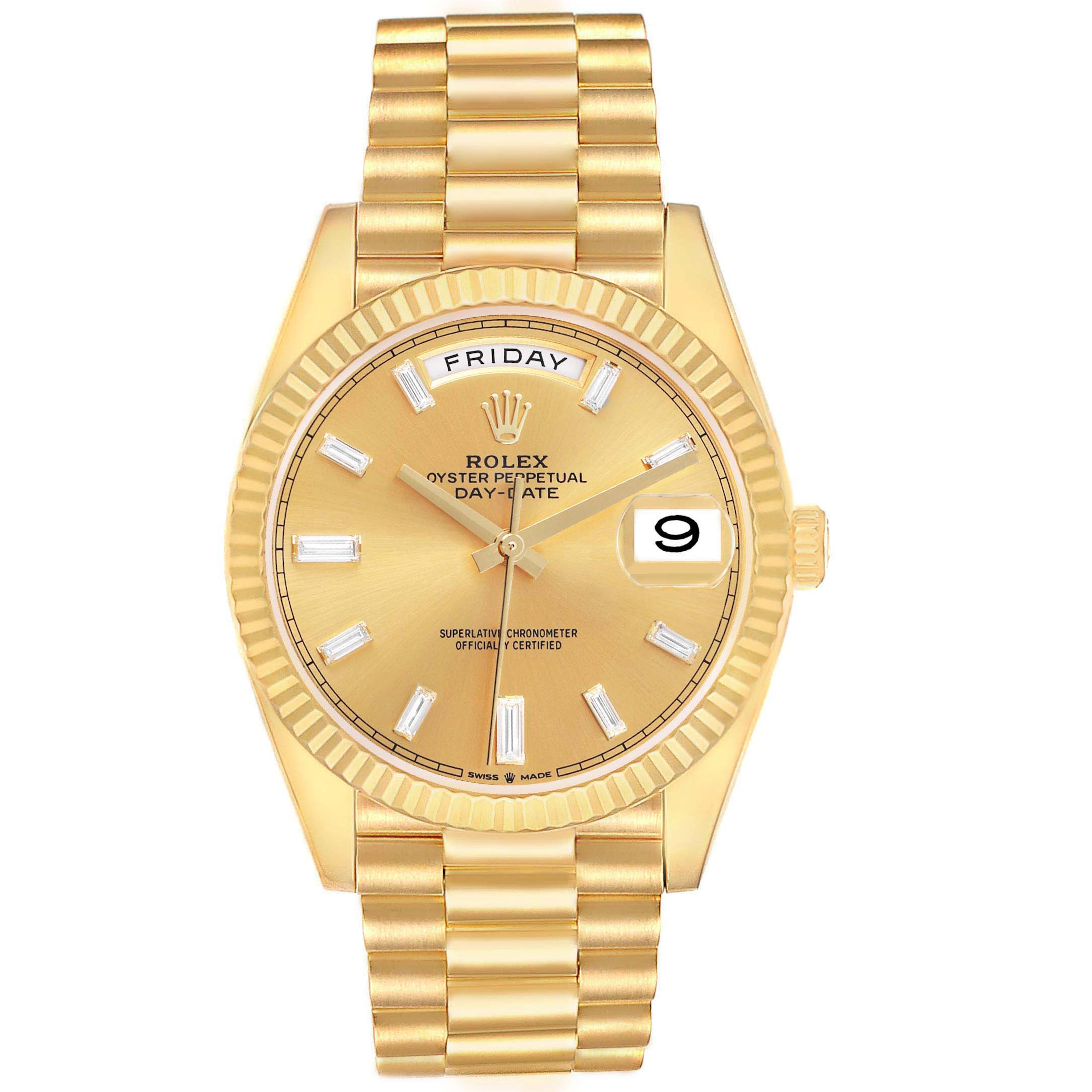 President Day-Date (Reference 228238). A 40mm yellow gold diamond-set
