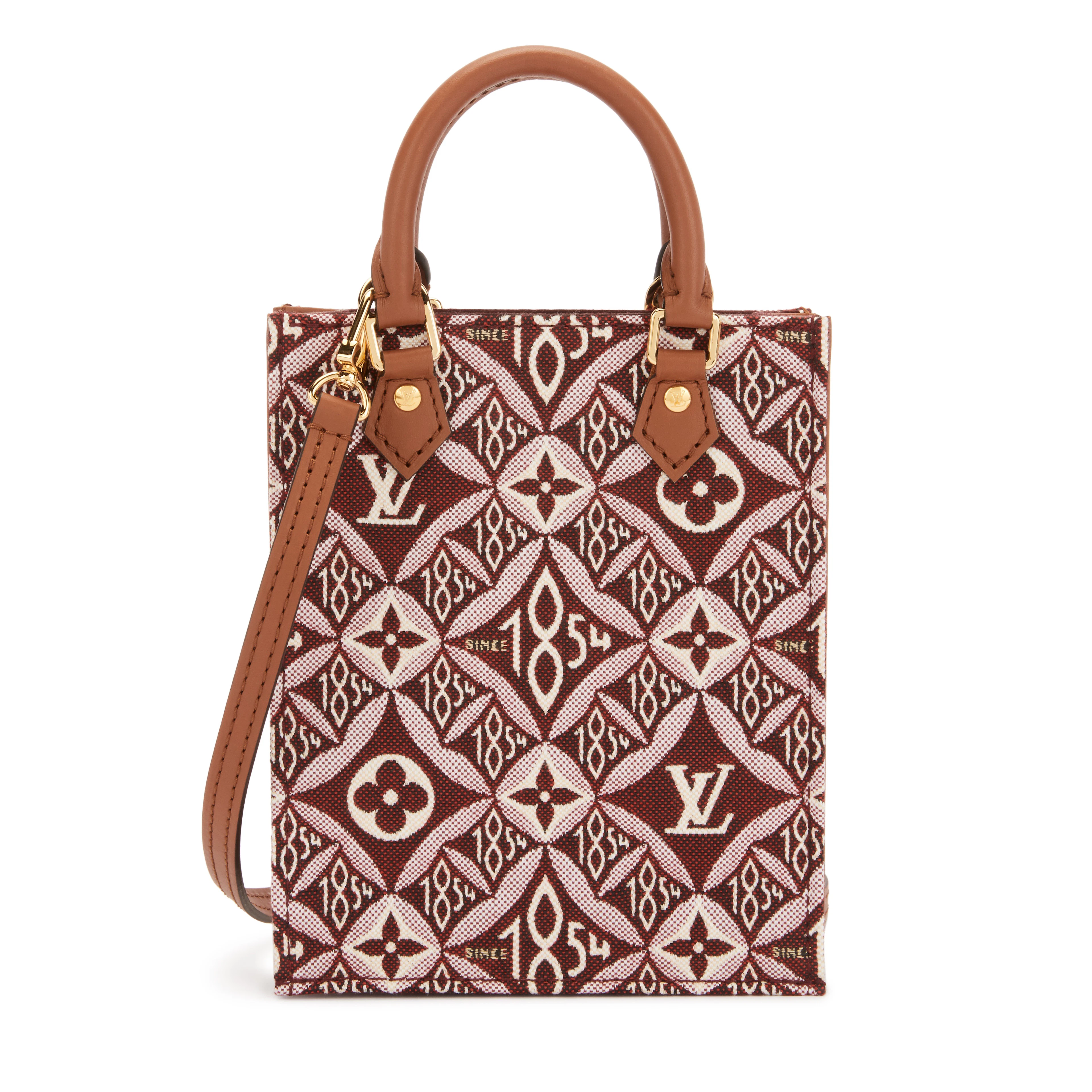 Bordeaux Monogram Jacquard Since 1854 Petit Sac Plat Gold Hardware, 2020