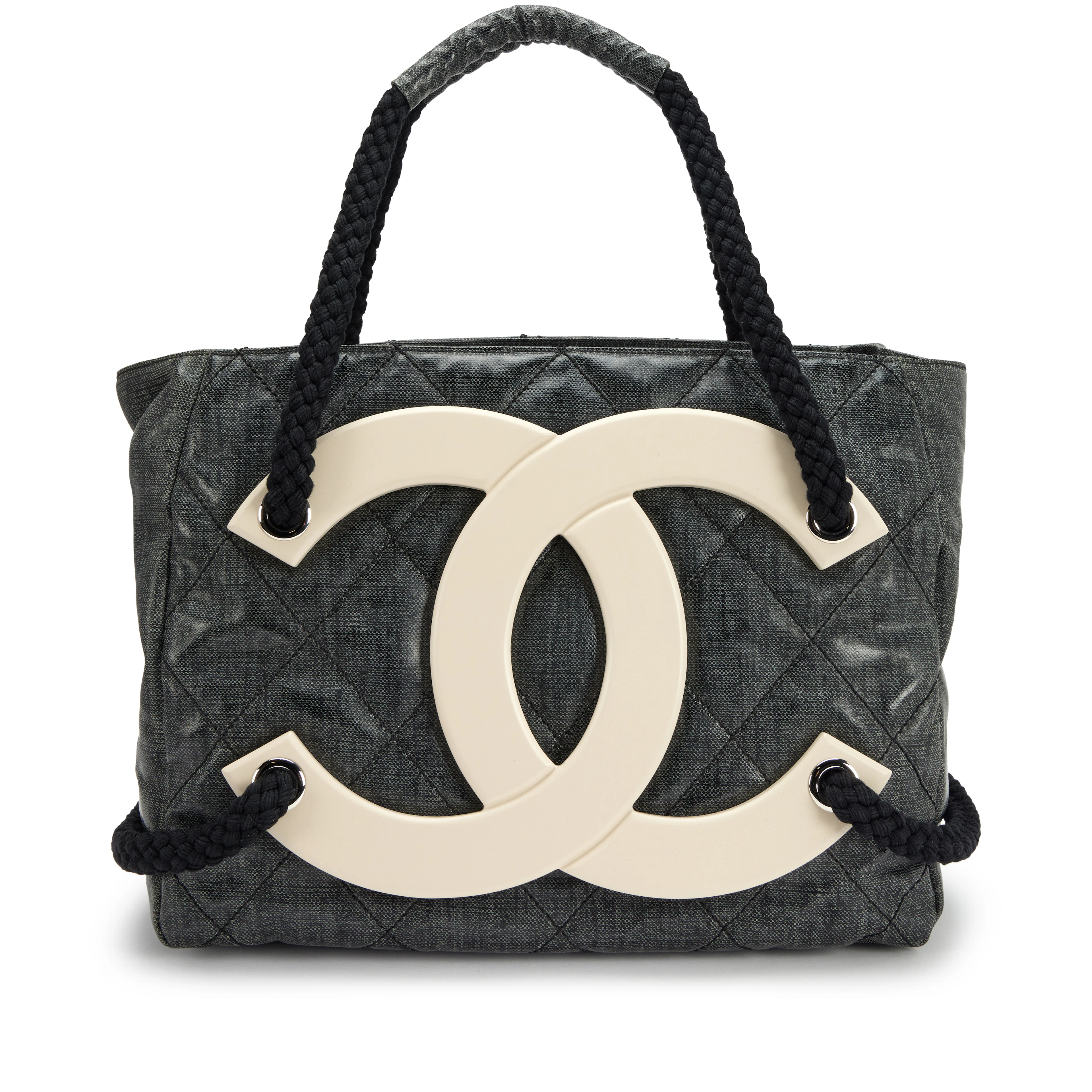 Grey Quilted Coated Canvas Large CC limited Edition Cruise Yacht Collection