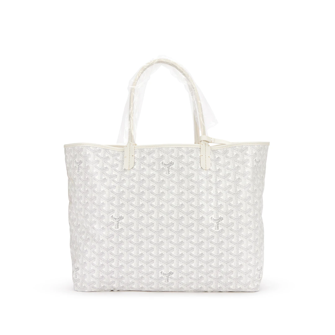 White Goyardine Canvas and Chevroches Calfskin Saint Louis PM Tote