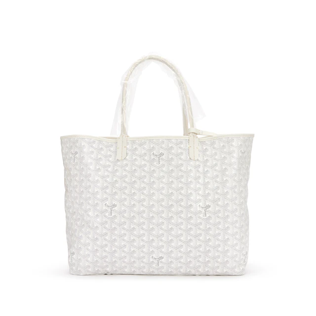 White Goyardine Canvas and Chevroches Calfskin Saint Louis PM Tote