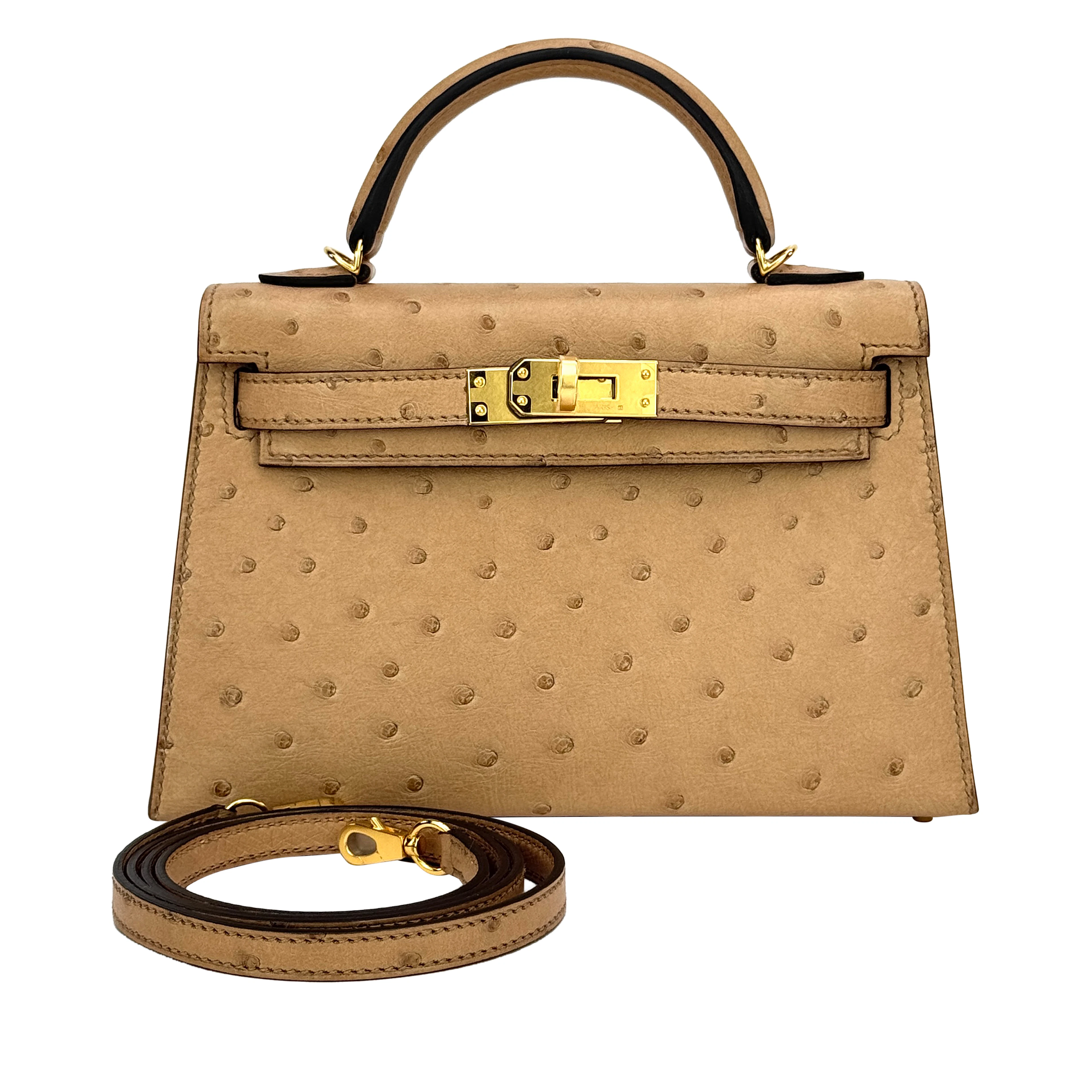 Chai Ostrich Sellier Mini Kelly 20 II Gold Hardware, 2022