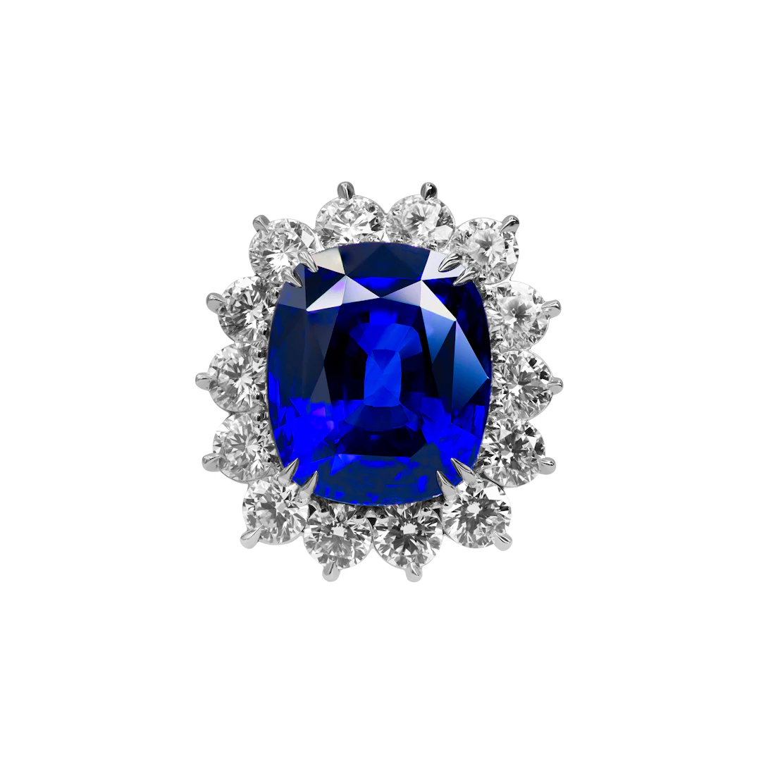 Platinum, 27.17ct Ceylon Sapphire and Diamond Ring