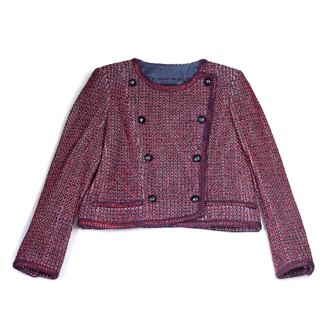 Red, Navy and White Woven Jacket
