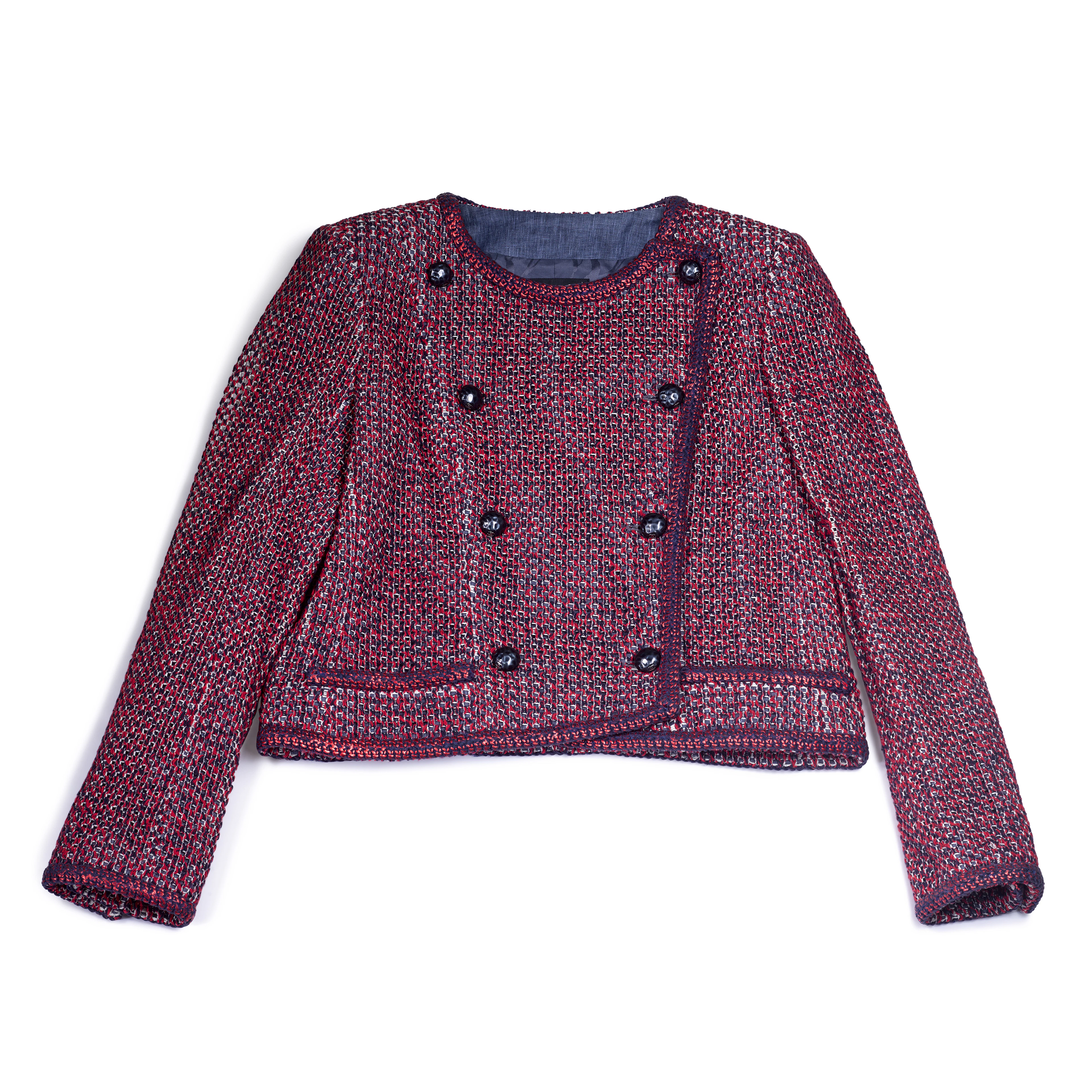 Red, Navy and White Woven Jacket
