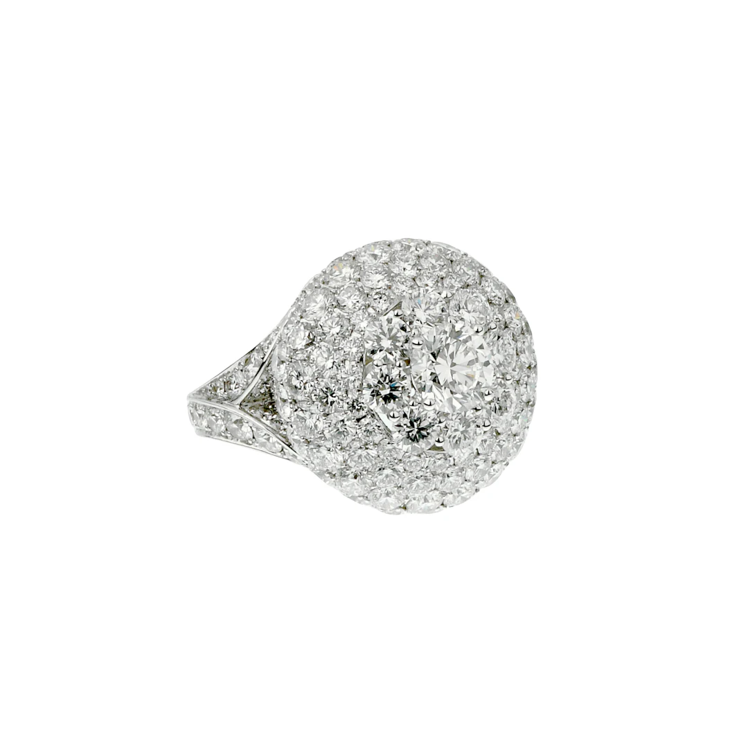 White Gold and Diamond Bombé Ring