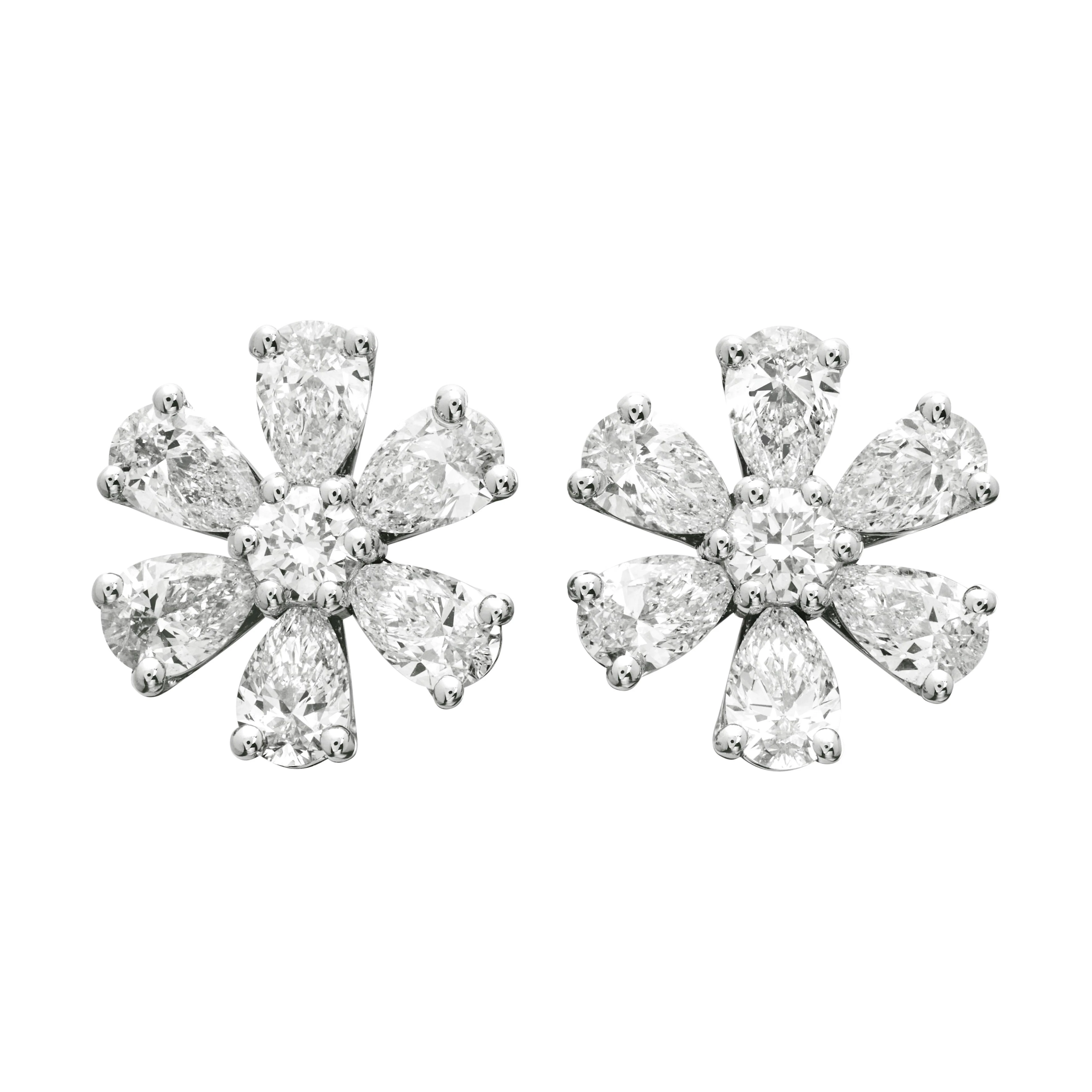 Platinum and 4.20ctw Diamond Flower Stud Earrings