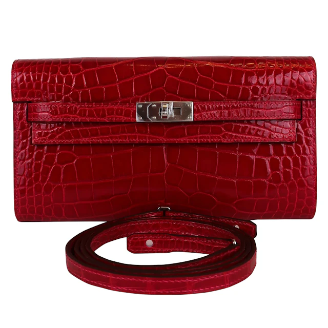 Braise Shiny Niloticus Crocodile Kelly-To-Go Wallet Palladium Hardware, 2026