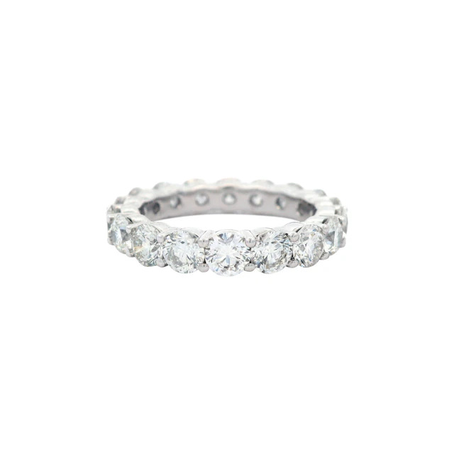 White Gold and 4.25ctw Round Brilliant Cut Diamond Eternity Band Ring