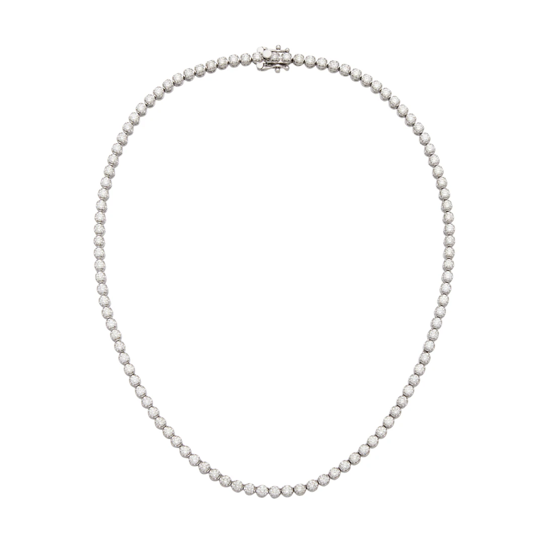 White Gold and 8.25ctw Round Brilliant Cut Diamond Tennis Necklace