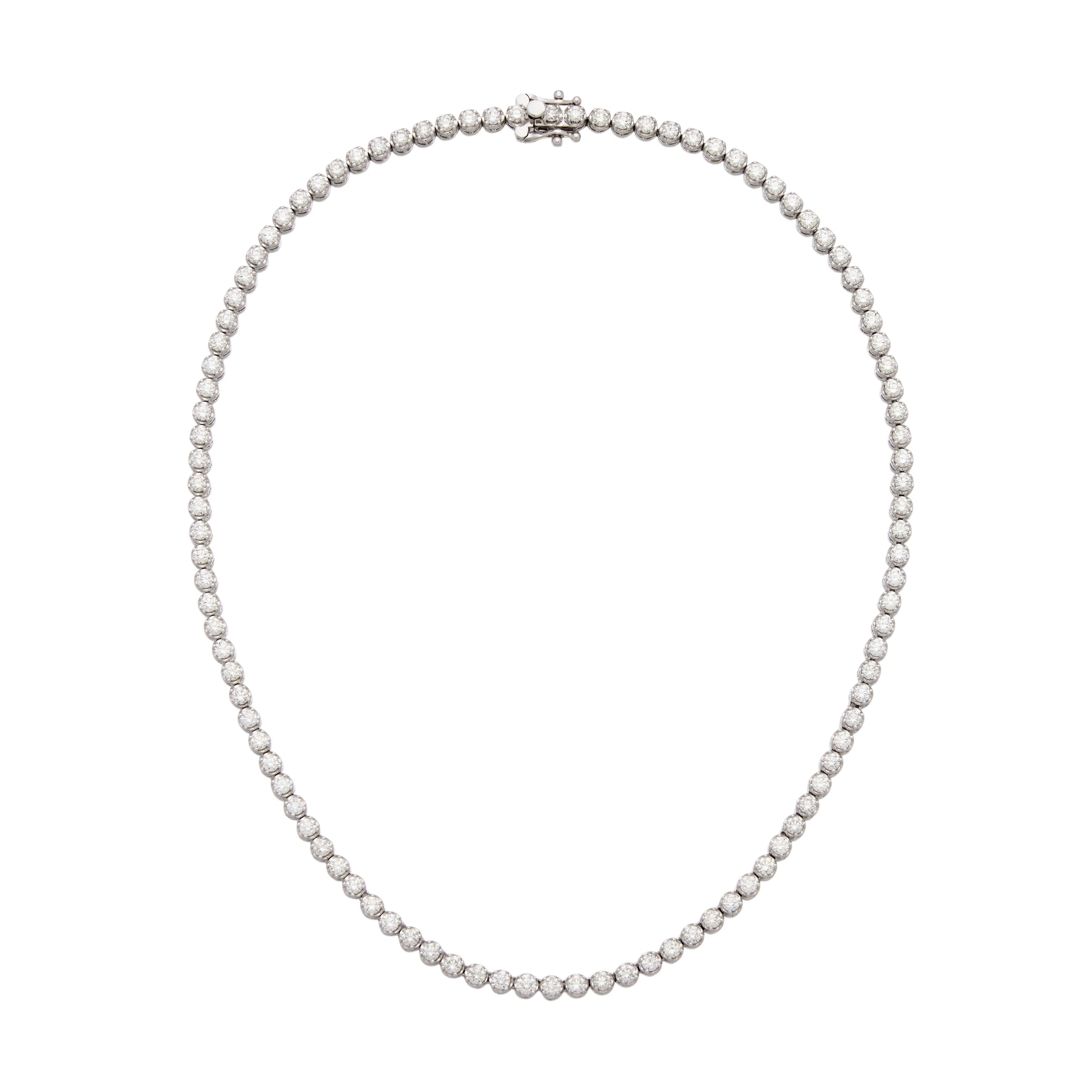 White Gold and 8.25ctw Round Brilliant Cut Diamond Tennis Necklace