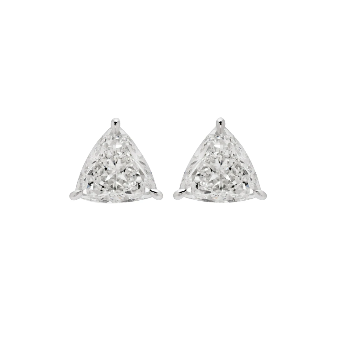 White Gold and 3.43ctw Trillion Cut Diamond Stud Earrings