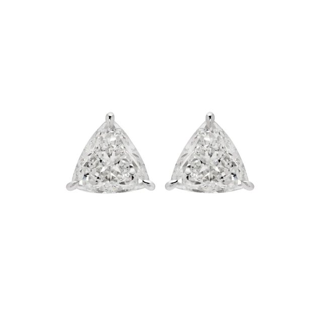 White Gold and 3.43ctw Trillion Cut Diamond Stud Earrings