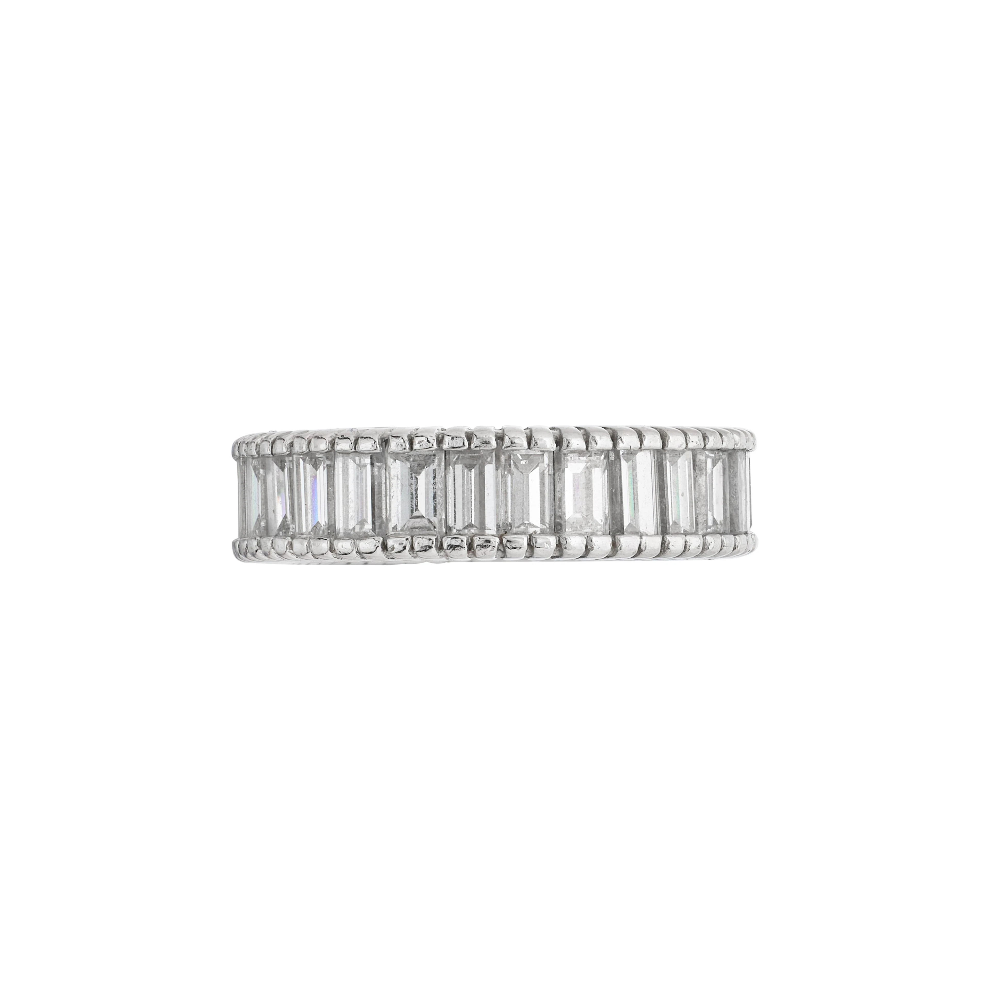 Platinum and 3.00ctw Baguette Cut Diamond Eternity Band Ring