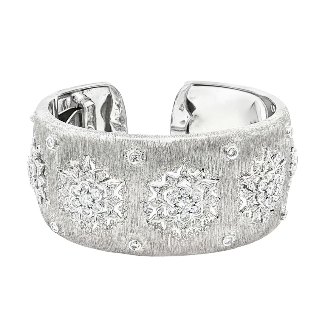 Vintage White Gold and Diamond Cuff Bracelet