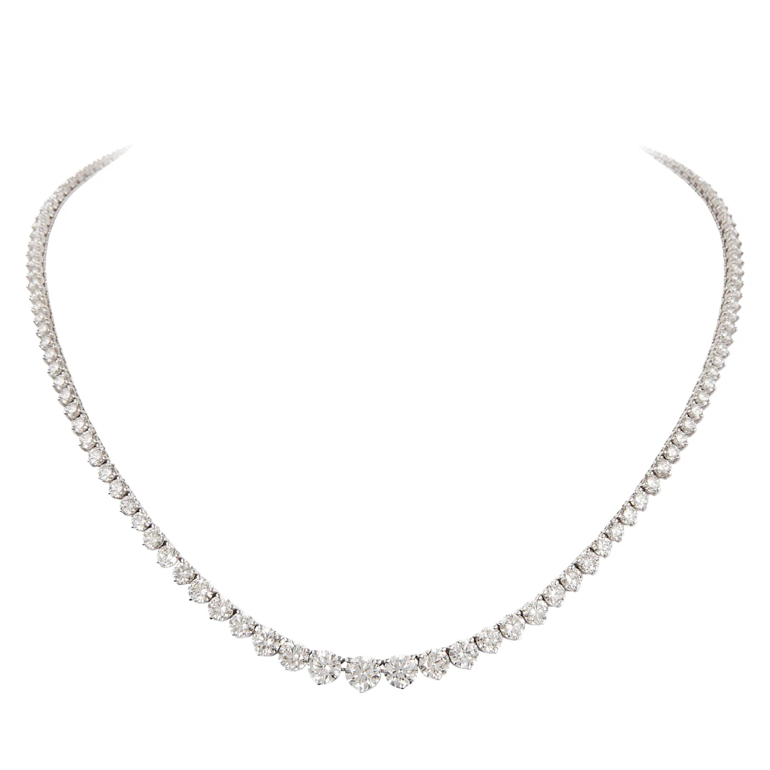 White Gold and 20.60ct Diamond Rivière Tennis Necklace