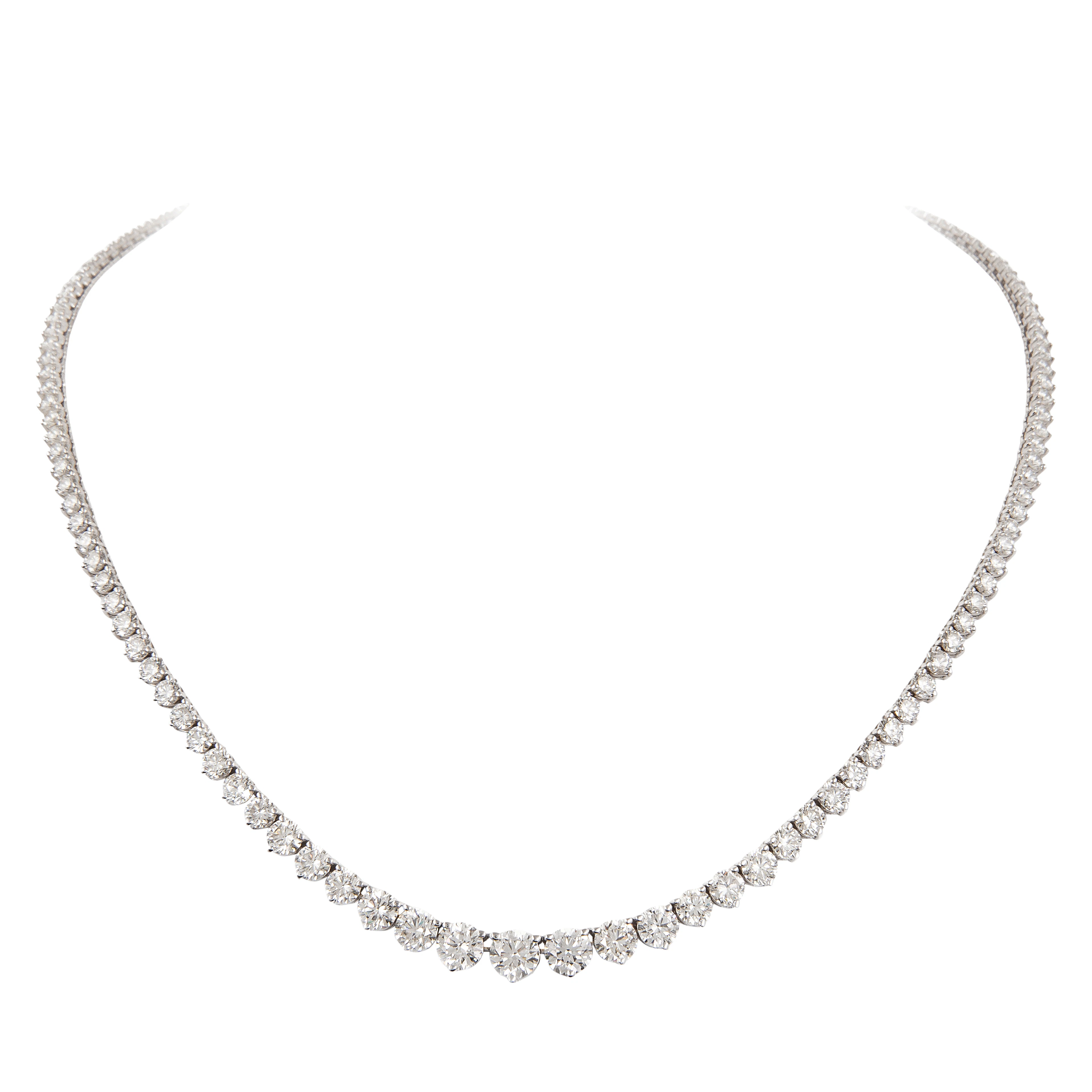 White Gold and 20.60ct Diamond Rivière Tennis Necklace