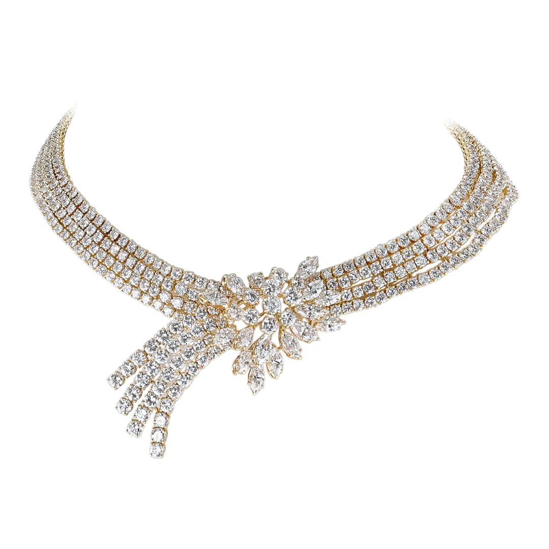Gold and Diamond Cascade Necklace