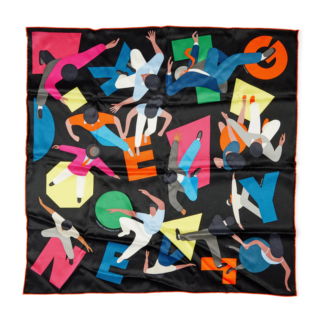 Limited Edition Black, Rose and Bleu Hommage A Gene Kelly Silk Scarf 70
