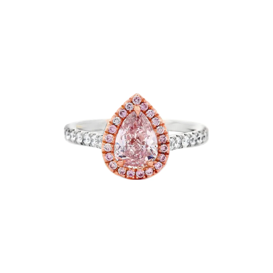 White Gold, Rose Gold, 0.76ct Pear Shape Fancy Light Pink Diamond