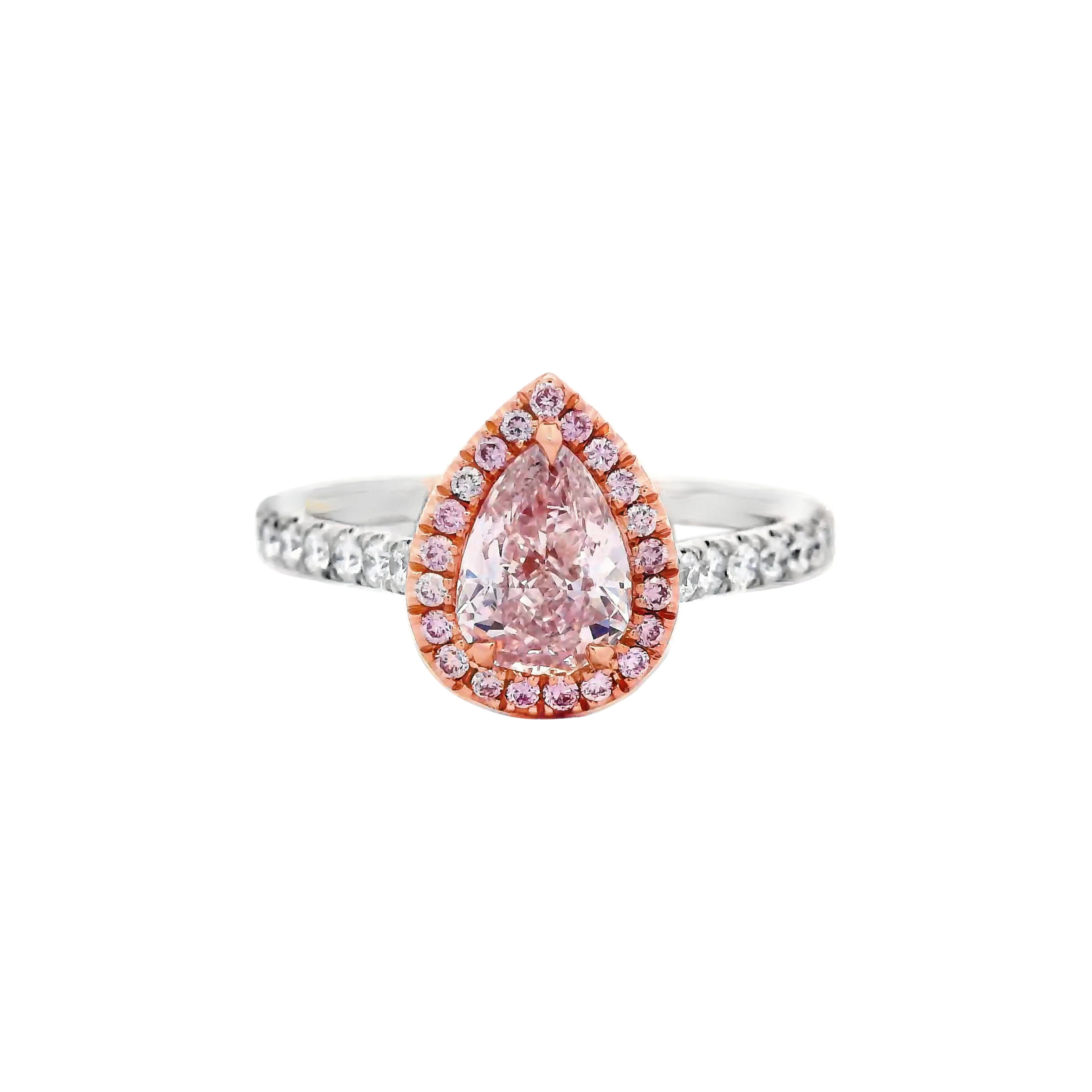 White Gold, Rose Gold, 0.76ct Pear Shape Fancy Light Pink Diamond