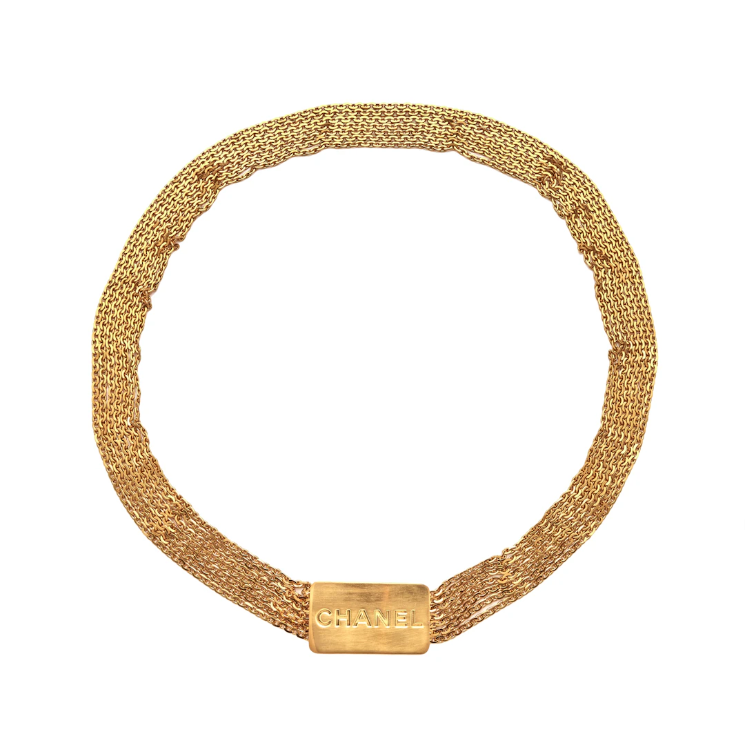 Gold Metal Logo Plaque Belt, 1996
