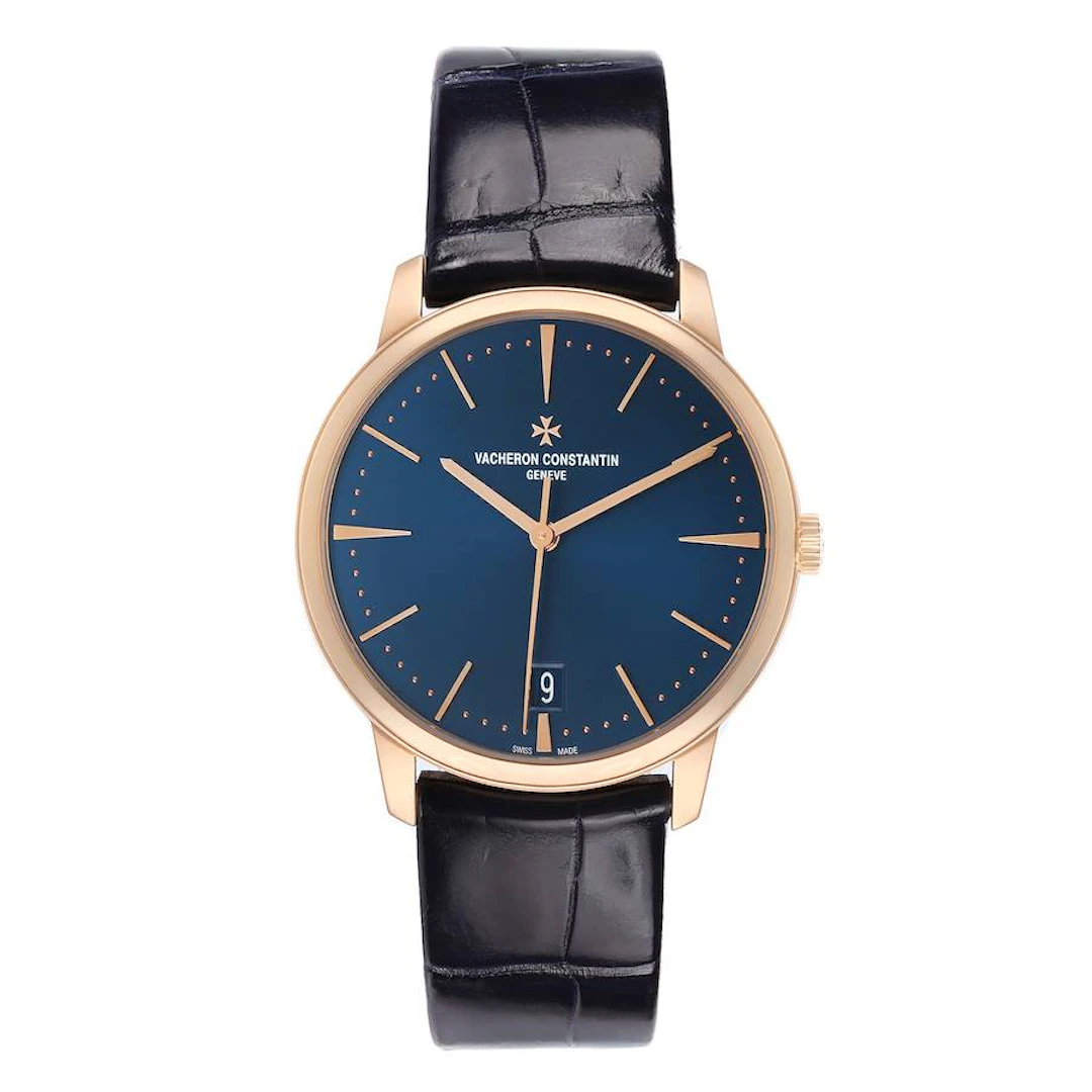 Patrimony (Reference 4100U). A 36mm rose gold automatic wristwatch with date.