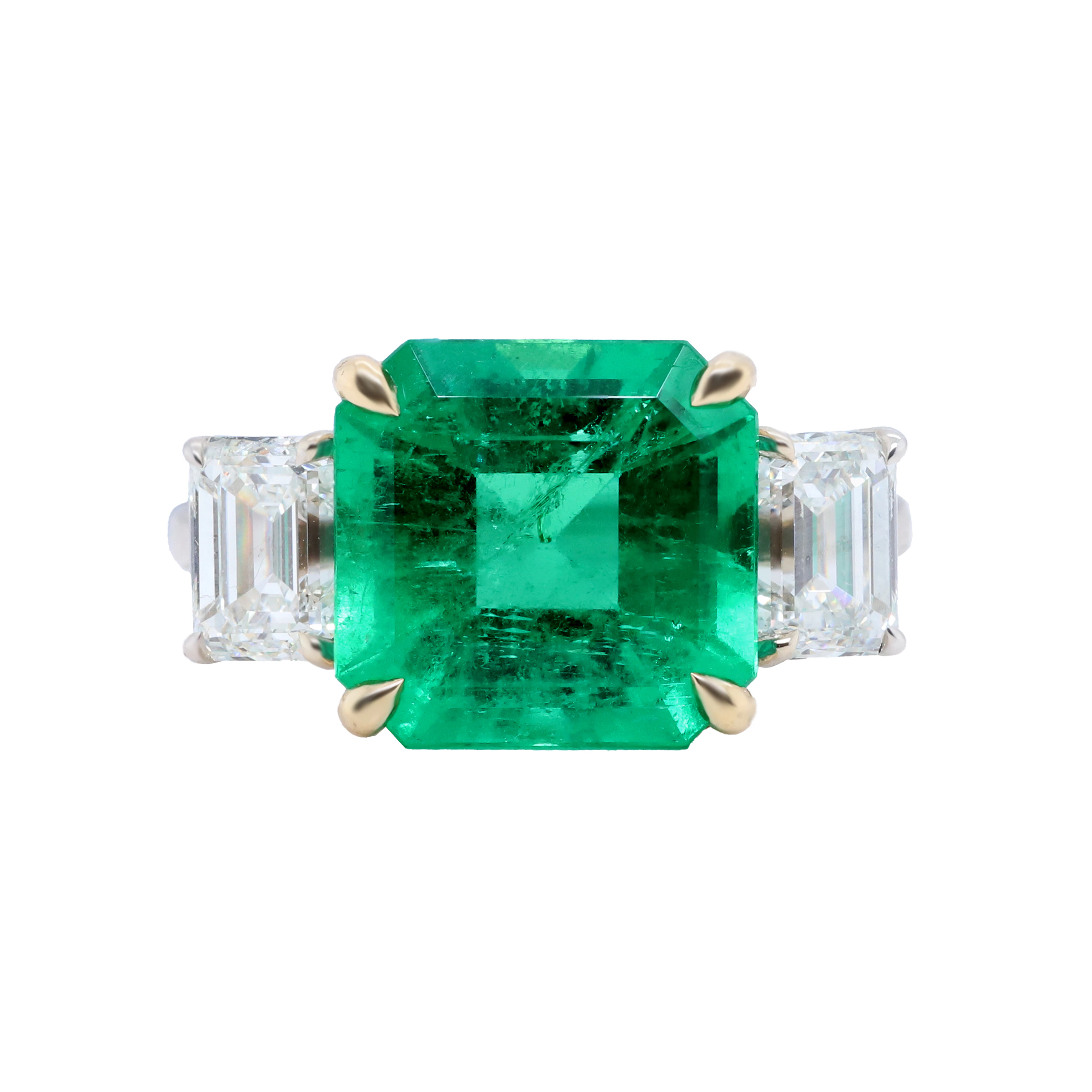 White Gold, Gold, 6.20ct Colombian Emerald and Diamond Ring