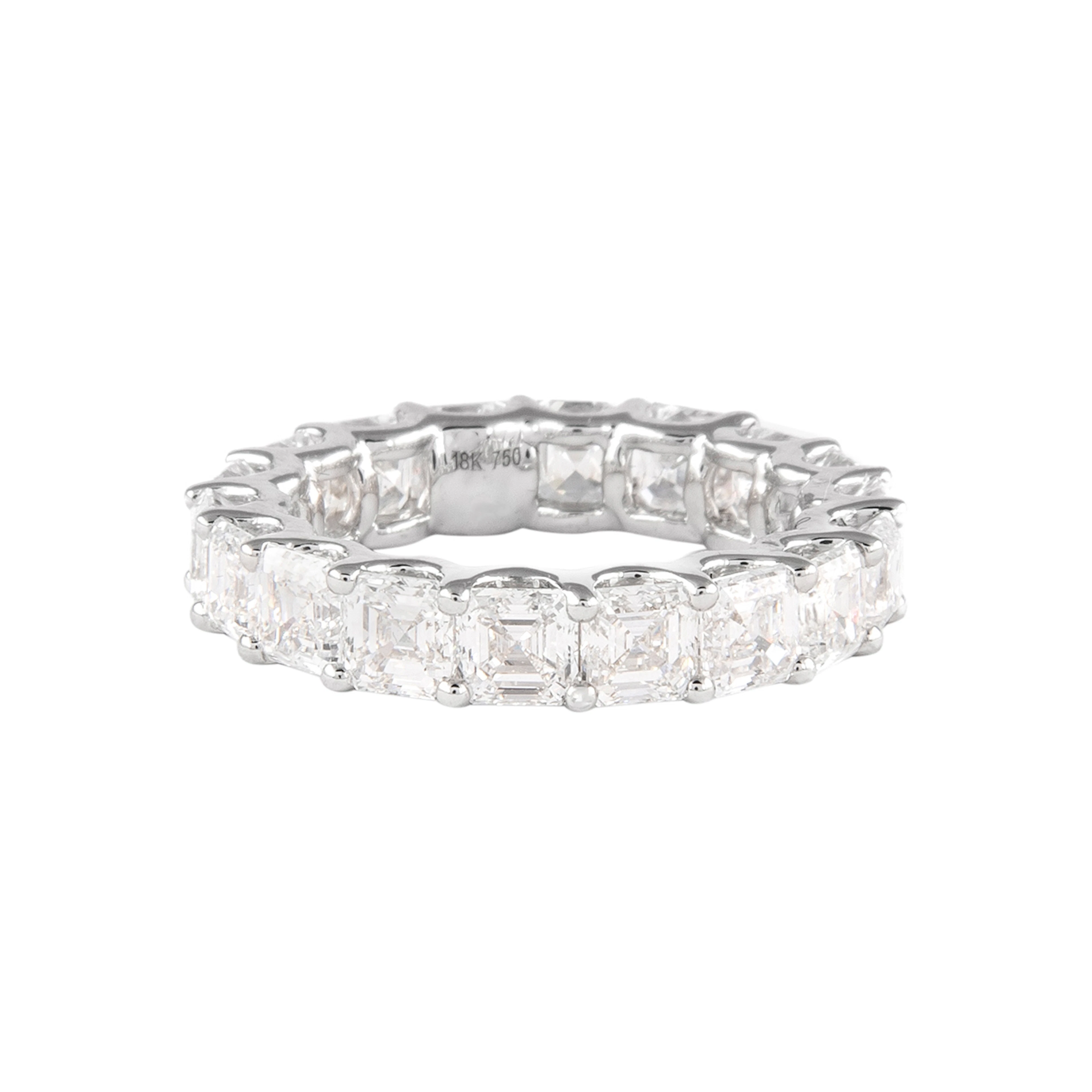 White Gold and 5.70ctw Asscher Cut Diamond Eternity Band Ring