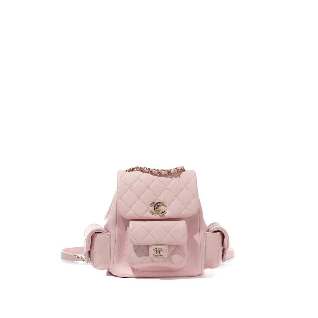 Pink Quilted Caviar Duma Backpack Pale Gold Hardware