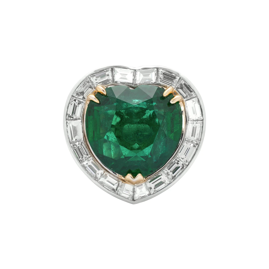 White Gold, Gold, 7.39ct Zambian Emerald and Diamond Ring