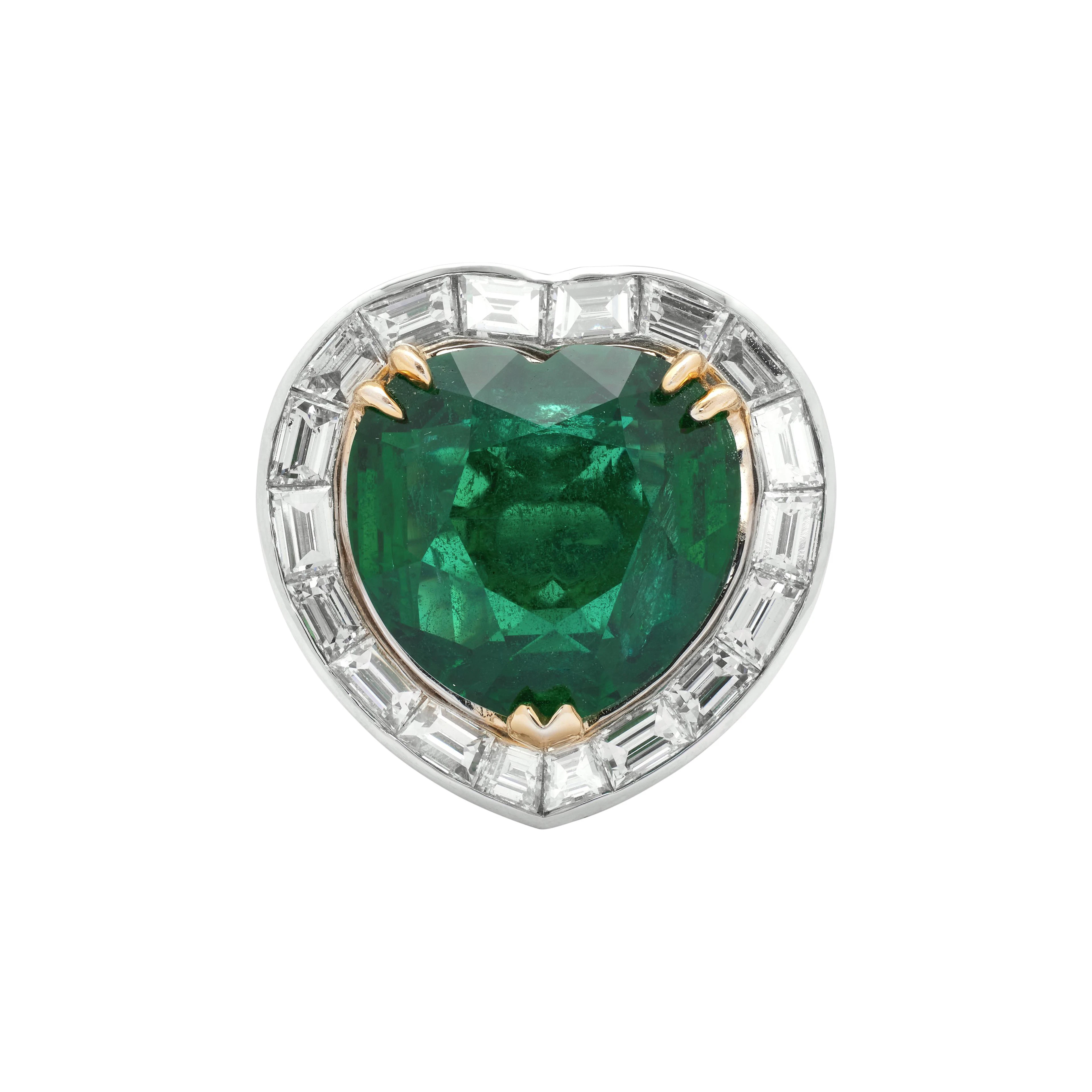 White Gold, Gold, 7.39ct Zambian Emerald and Diamond Ring