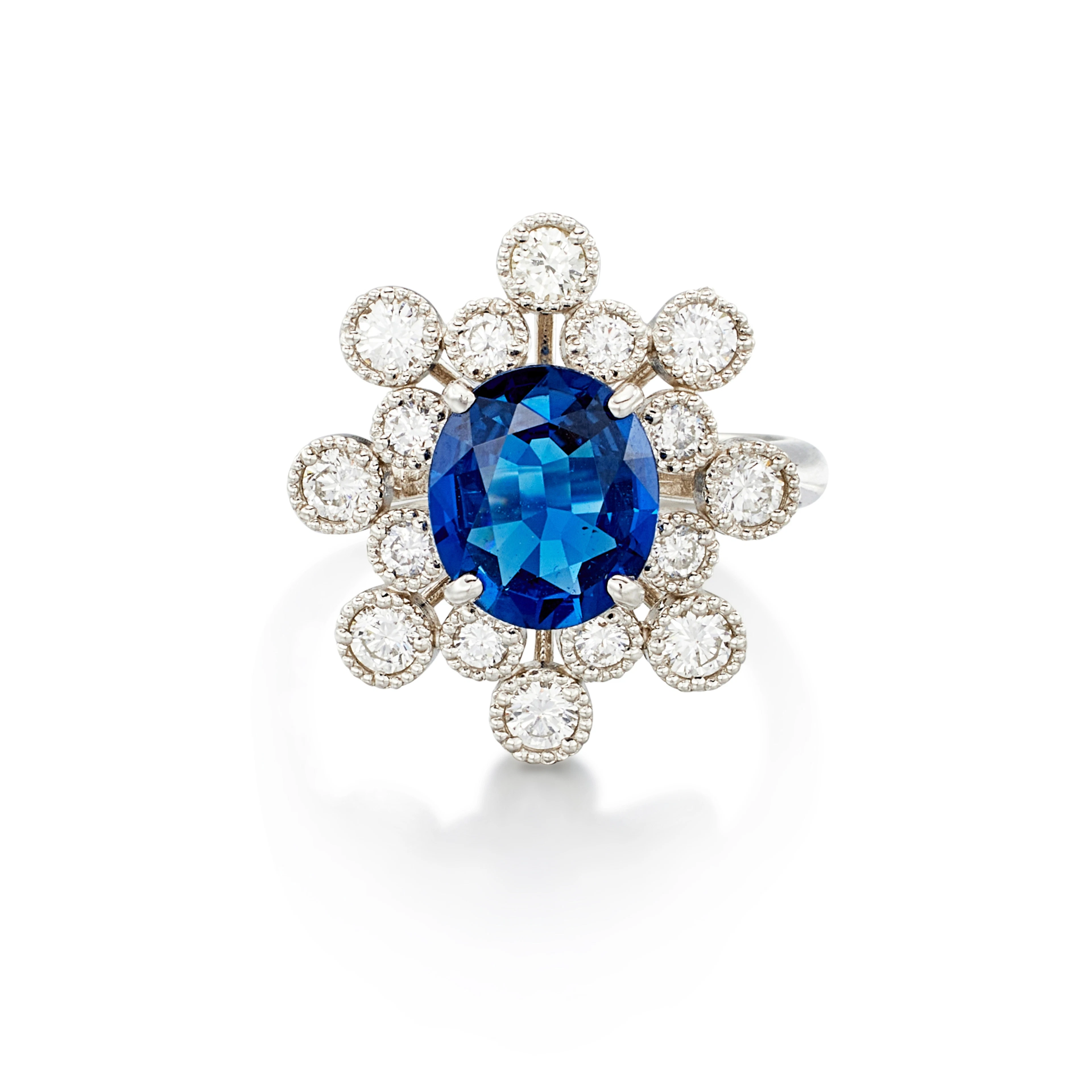 White Gold, 2.59ct Sapphire and Diamond Ring
